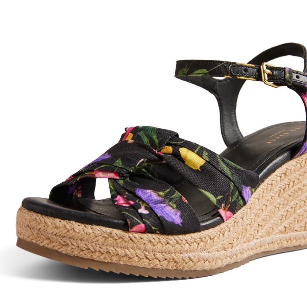 NWT Ted Baker London Cardone Floral Print Espadrille Wedge Sandal